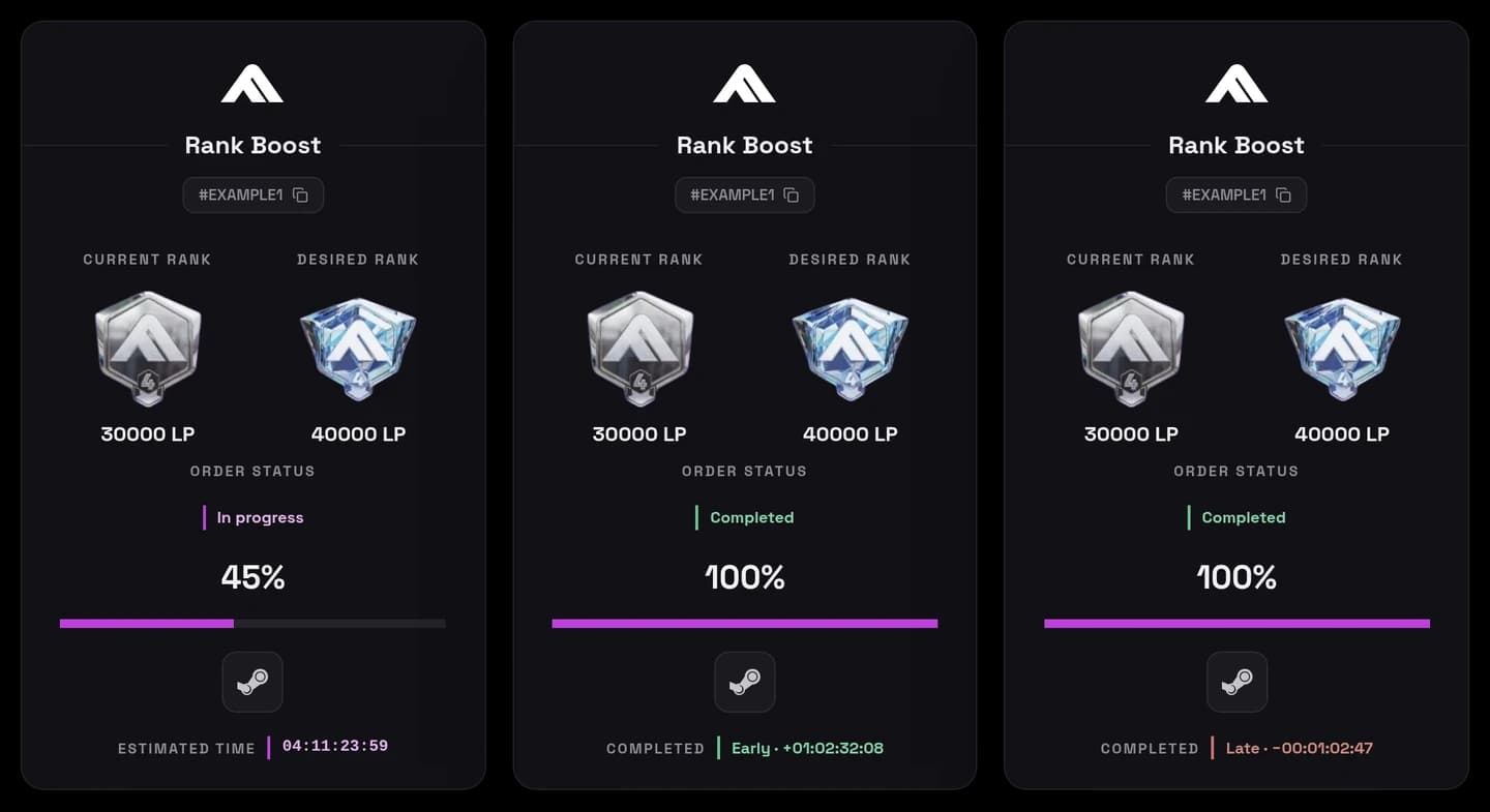 VersaciBoosts order completion timer