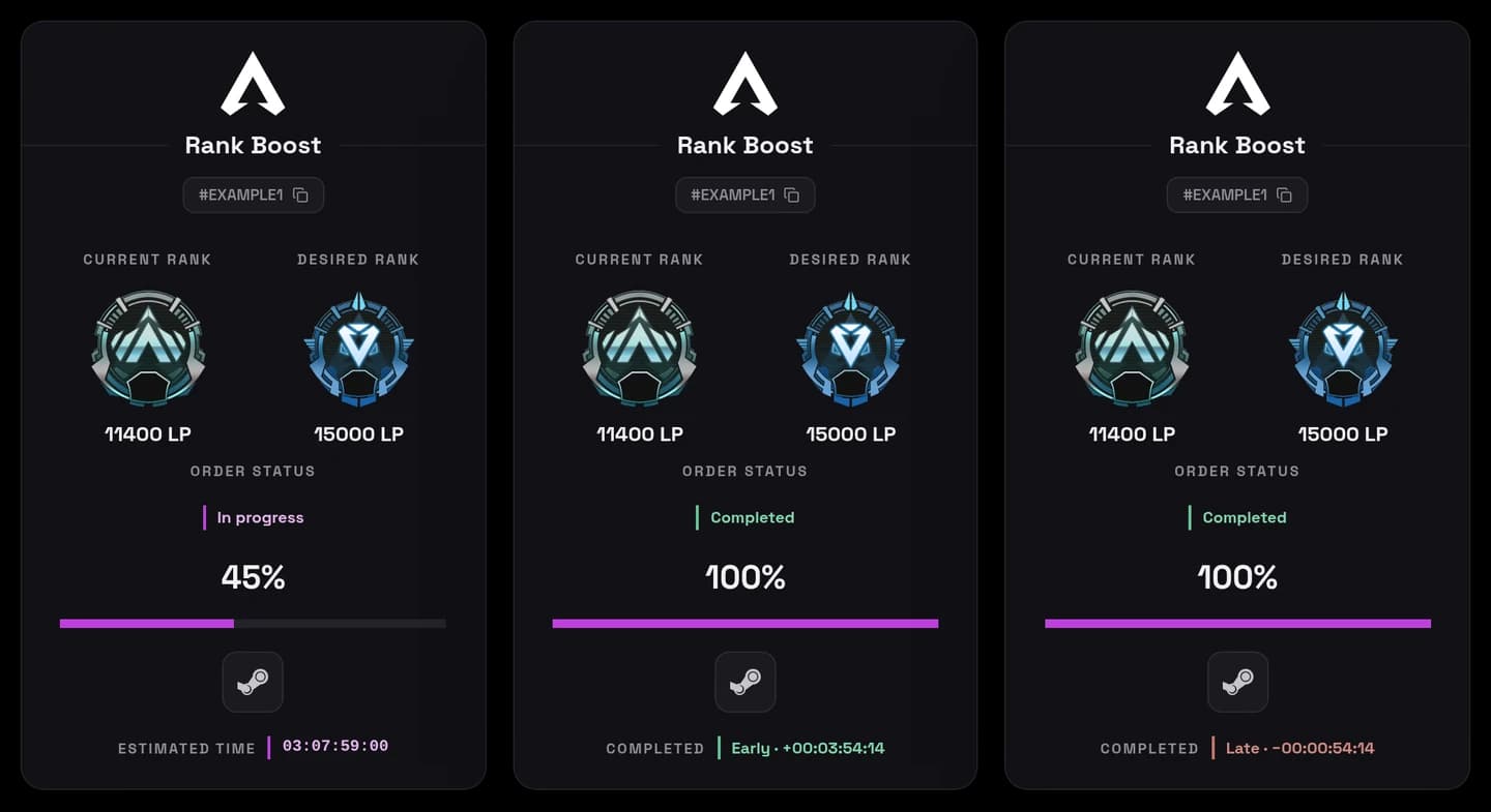 VersaciBoosts order completion timer