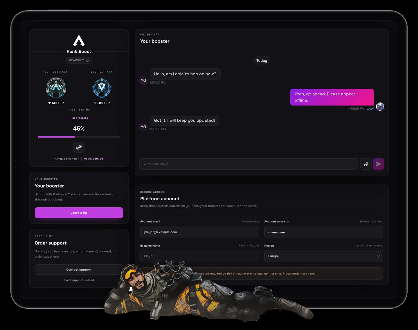 VersaciBoosts user profile dashboard