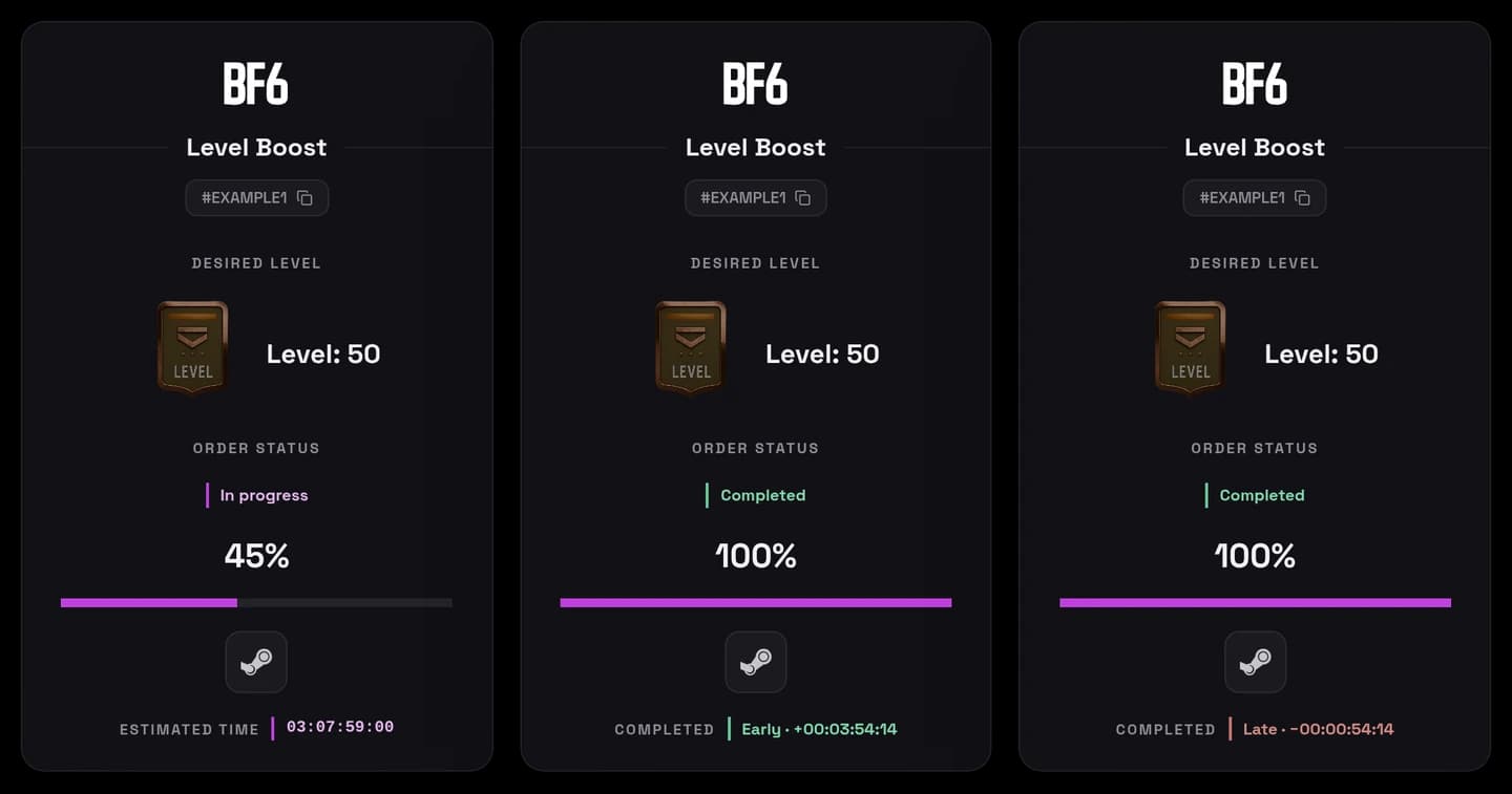 VersaciBoosts order completion timer