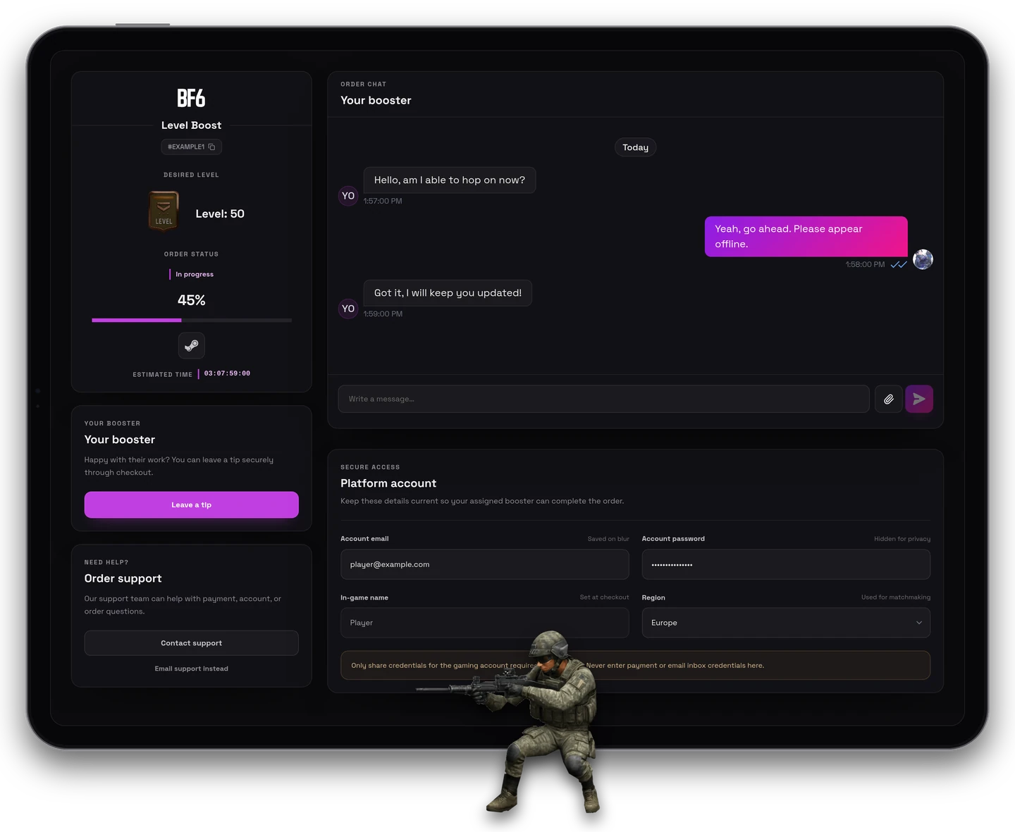 VersaciBoosts user profile dashboard