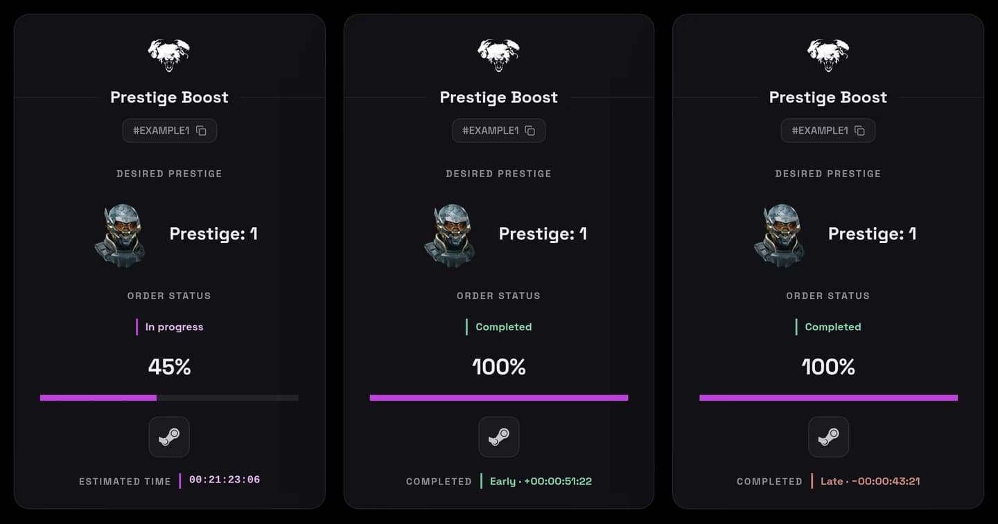 VersaciBoosts order completion timer