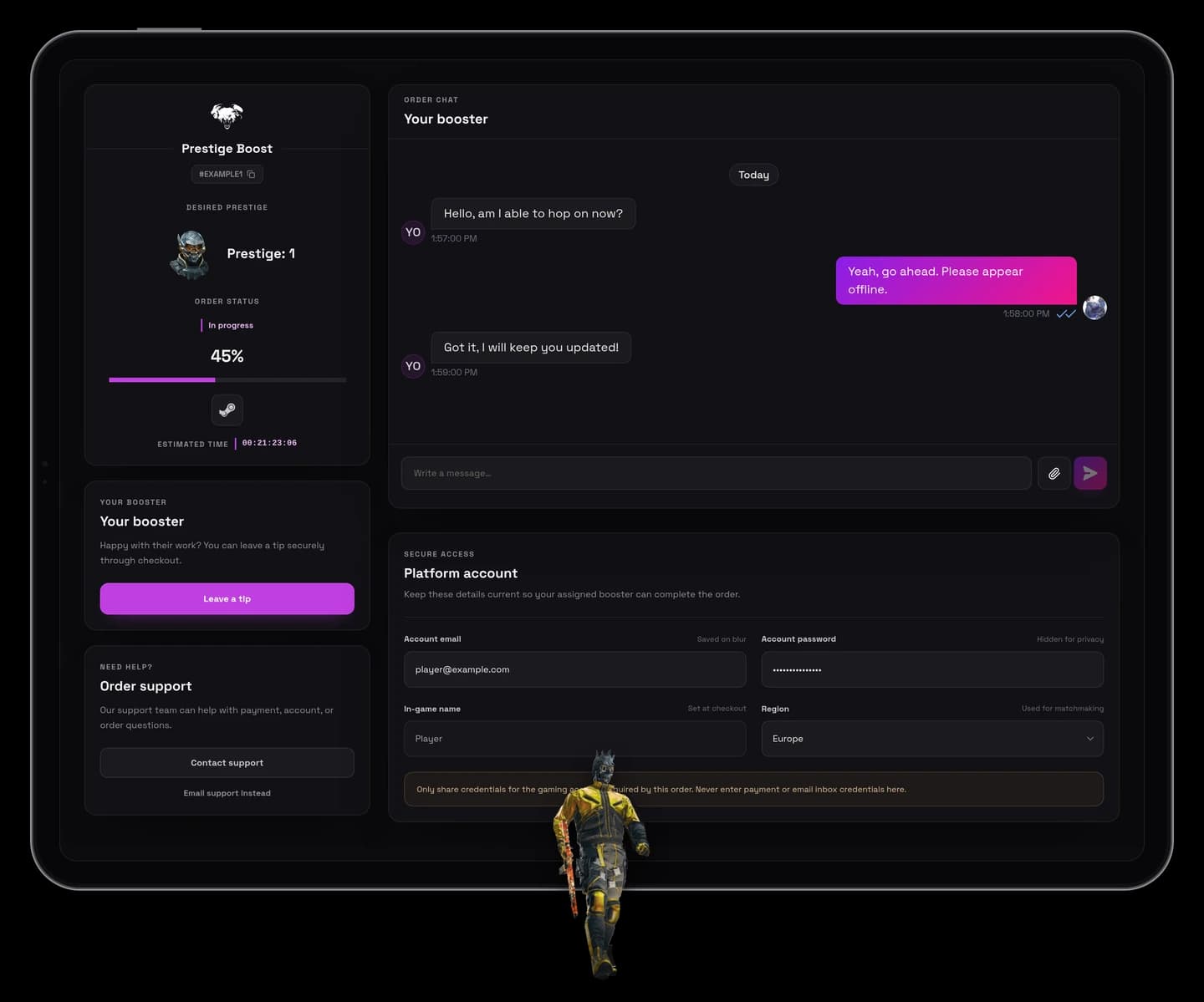 VersaciBoosts user profile dashboard